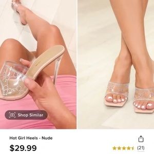 Clear rhinestone heels size 7 new in box . Fashion Nova “ Hot Girl Heels “
